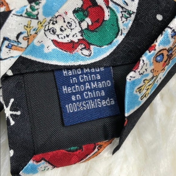 NWT Silk Tie Santa Tie Christmas Tie John Ashford Santa Christmas Holiday Black - Picture 5 of 11
